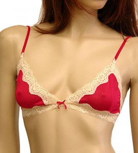 100% Silk Knit Triangle Bra with Lace