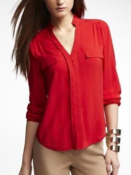 Cute Long Sleeve Mock Pocket Shirt from Express