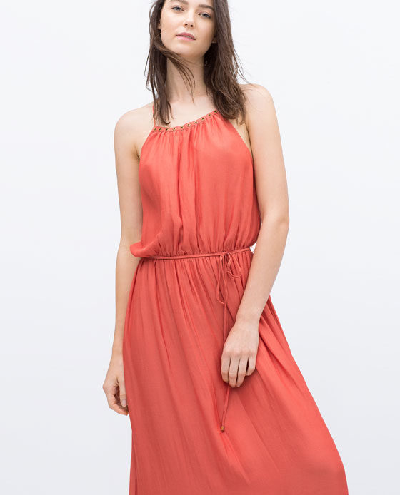 Zara’s LONG STRAPPY DRESS in Beautiful Coral Color