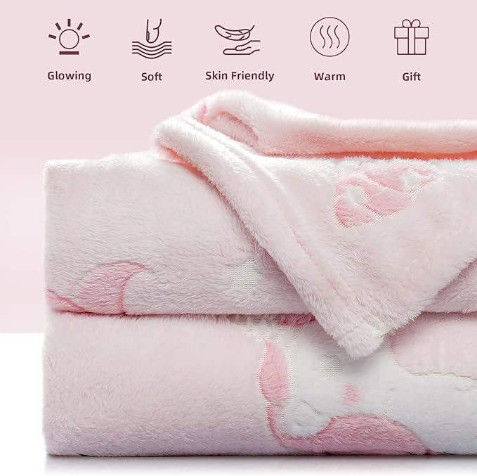 Glow in The Dark Blanket Unicorns Gifts for Girls, Pink Unicorn Flannel $12.99 w/discount code